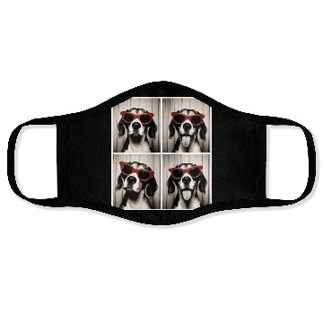 Discover Photobooth Beagle with Red Sunglasses Face Masks