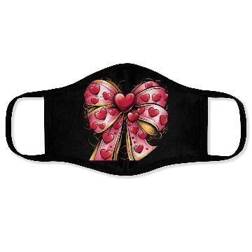 Discover Valentine day Heart Coquette bow Bowtiful Arrangem Face Masks