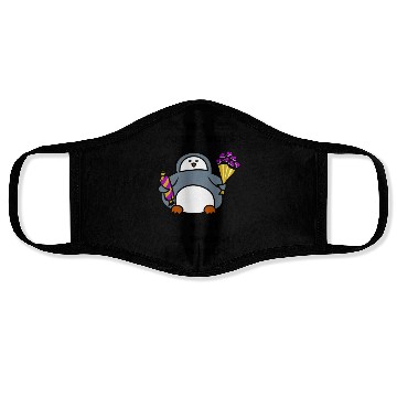 Discover let me into your heart penguin Face Masks