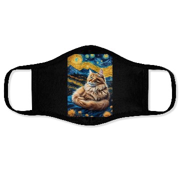 Discover Cat painting red black cat Face Masks