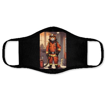 Discover Cat painting red black cat Firefighter Cat Face Masks