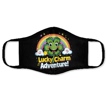 Discover Cheerful Lucky Clover and Rainbow Sparkles Scene Face Masks