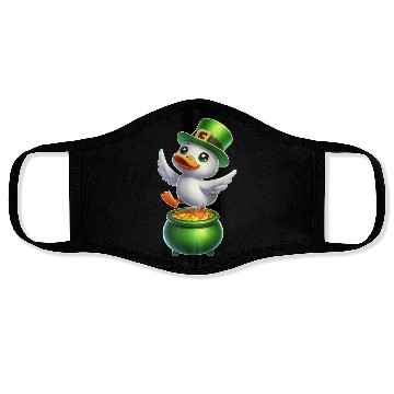 Discover Cute St. Patrick's Day Duck Top Hat Clover Face Masks