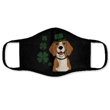 Discover Irish Setter and four leaf clover St Patrick's Day Face Masks
