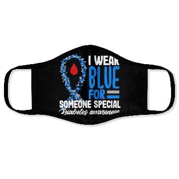Discover Diabetes Type 1 Awareness Wear Blue Support Face Masks
