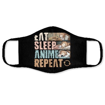 Discover Eat Sleep Anime Repeat Funny Otaku Face Masks