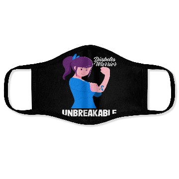 Discover Diabetes Type 1 Awareness Warrior Unbreakable Face Masks