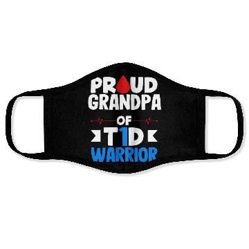 Discover Proud Grandpa Of T1D Warrior Diabetes Type 1 Face Masks