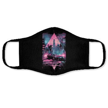 Discover Retro Vaporwave Car City Synthwave 80s 90s Face Masks