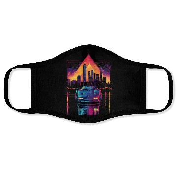 Discover 80s 90s Car City Synthwave Vaporwave Retro Face Masks