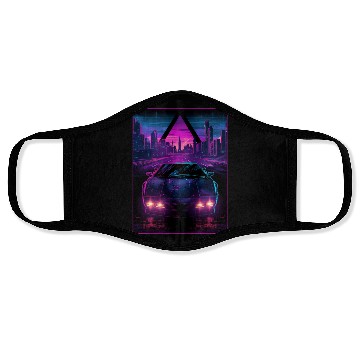 Discover 80s 90s Synthwave Car City Retro Vaporwave Face Masks