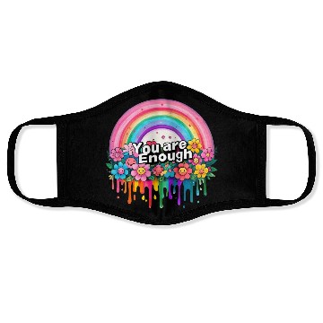 Discover "You Are Enough" Rainbow and Flowers Inspirational Face Masks