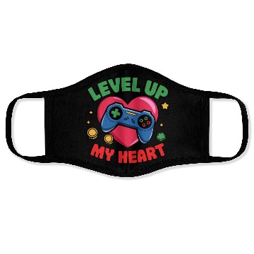 Discover Level Up My Heart - Gaming Valentine's Design Face Masks