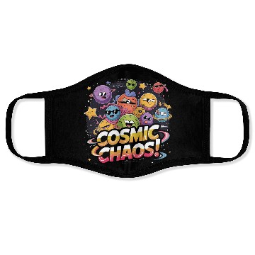 Discover Chaotic Cartoonish Galaxy with Whimsical Character Face Masks