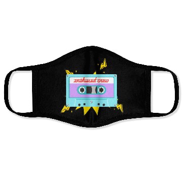 Discover Enthused Crew Retro Cassette with Lightning! Face Masks