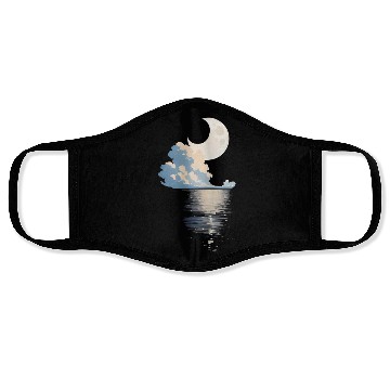 Discover Full Moon Over sea Face Masks