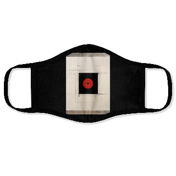 Discover Red circle in a black square. Modern art Face Masks