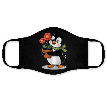 Discover Cute Penguin Gardener Garden Joyful Design Face Masks
