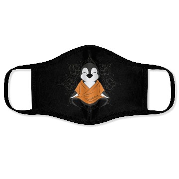 Discover Meditative Penguin in Zen Mandala Harmony Face Masks
