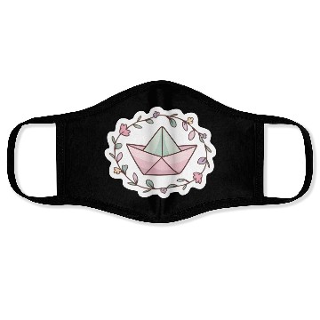 Discover Paper boat with flowers -cute- Face Masks