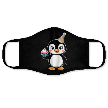 Discover Birthday Joyful Penguin With Cupcake Face Masks