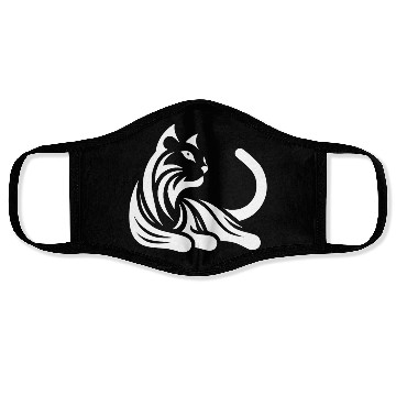 Discover Cat Portrait Minimalist Tattoo Style Face Masks