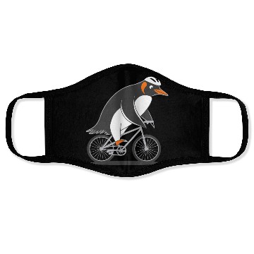 Discover Penguin Riding Bicycle Fun Adventure Illustration Face Masks