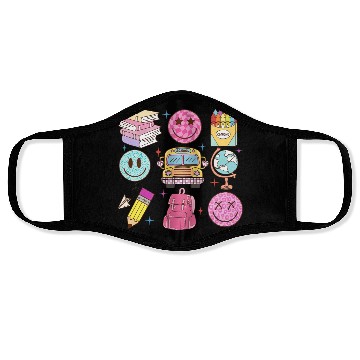 Discover Back To School School Bus Smiling Faces Pencil Cra Face Masks
