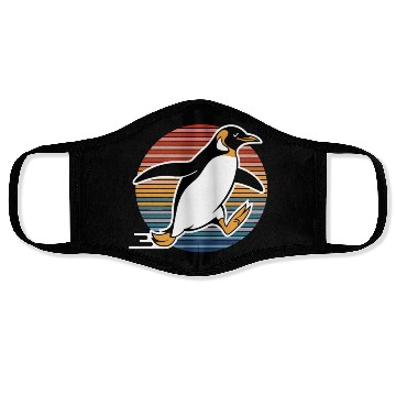 Discover Retro Penguin Running Adventure Graphic Face Masks