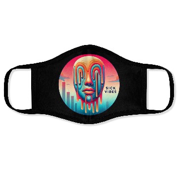 Discover Surreal Melting Face Psychedelic Art - Sick Vibes Face Masks