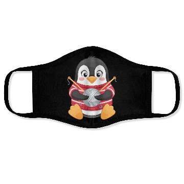 Discover Knitting Penguin with Yarn in Sweater Face Masks