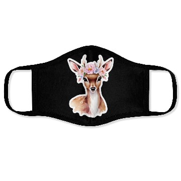 Discover deer with flower Face Masks