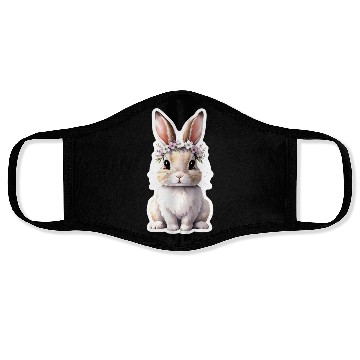 Discover rabbit with flower Face Masks