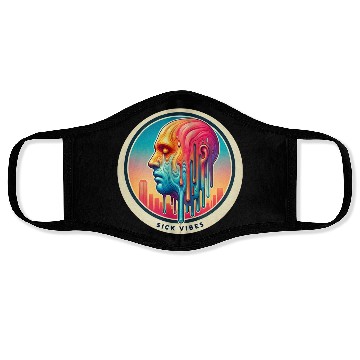 Discover Psychedelic Melting Face Vibrant Trippy Sick Vibes Face Masks