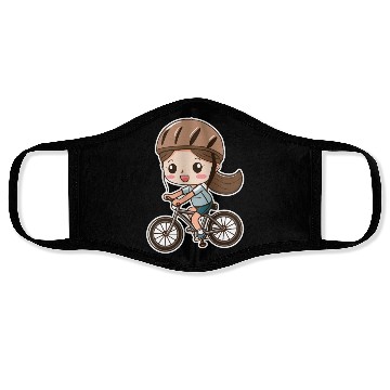 Discover Cycling Girl Cartoon Style Face Masks