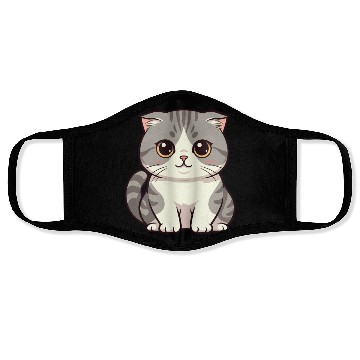 Discover Cute Kawaii Cat Illustration Face Masks