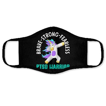 Discover Brave Strong Fearless PTSD Awareness Face Masks