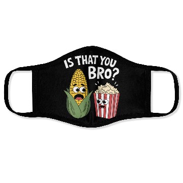 Discover Funny Corn and Popcorn Cartoon Meme Design Face Masks