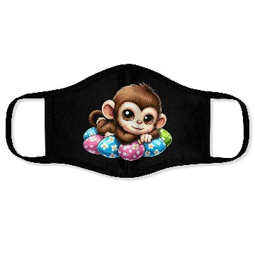 Discover Cute Monkey Easter eggs Easter chilling cartoon Face Masks