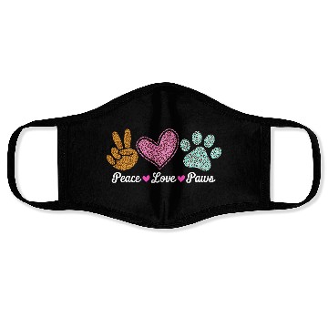 Discover Peace Love Paws Leopard Print Design Face Masks