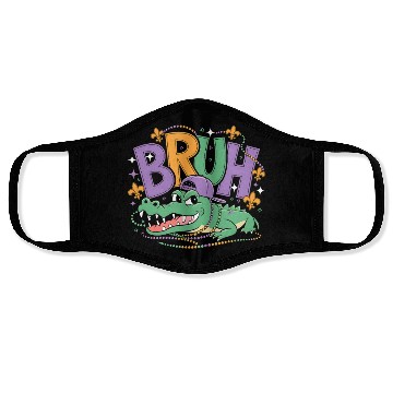 Discover Mardigator Alligator Bruh Mardi Gras Face Masks