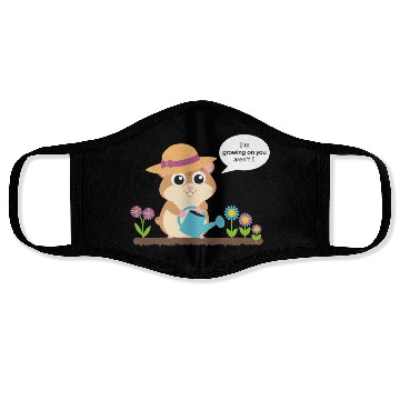 Discover Cute Hamster Gardening Saying I'm Growing On You Face Masks