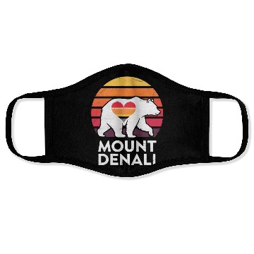 Discover Vintage Bear Mount Denali Sunset Wilderness Face Masks