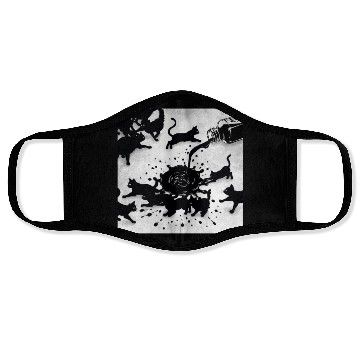 Discover Spilled ink bottle pours black cats Face Masks