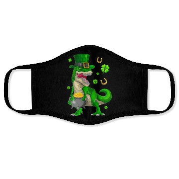 Discover Happy St Patricks Day Dinosaur T-Rex Face Masks