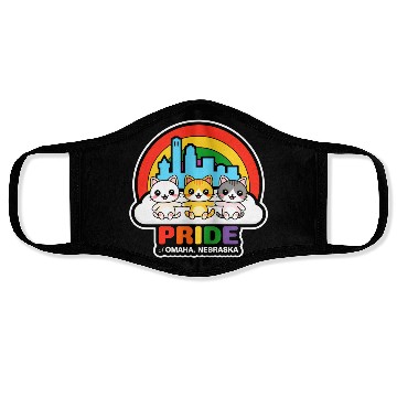 Discover Pride of Omaha City Nebraska USA Rainbow Flag Face Masks