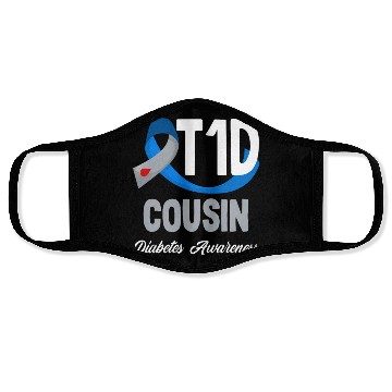 Discover Diabetes Type 1 Awareness T1D Cousin Support Face Masks