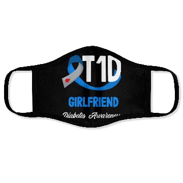 Discover T1D Girlfriend Diabetes Type 1 Awareness Face Masks