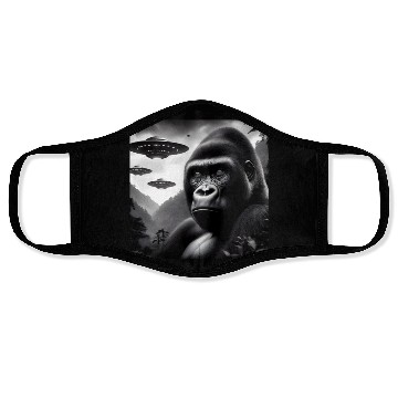 Discover Gorilla Monkey Funny Graphic Selfie with UFOs Weir Face Masks