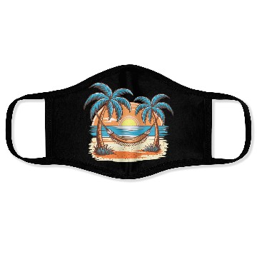 Discover Tropical Sunset Hammock Scene Face Masks